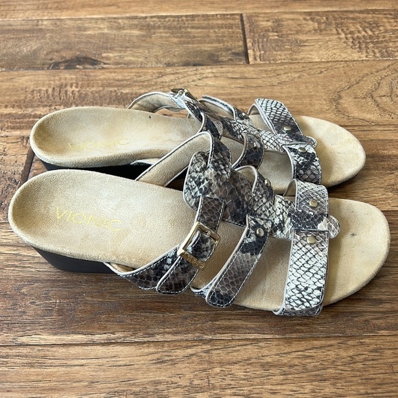 Vionic Radia Orthotic Adjustable Triple Strap Slide Wedge Sandals Size 8 - Picture 3 of 14